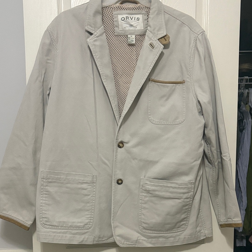 Orvis Men's Light Gray Shirt Dress Fly Fishing Jacket